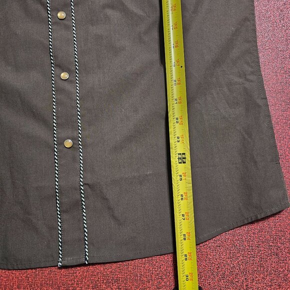 Salvaje Oeste Western Cowboy Pearl Snap Shirt M Brown Orange Embroidered Rodeo - Picture 8 of 8